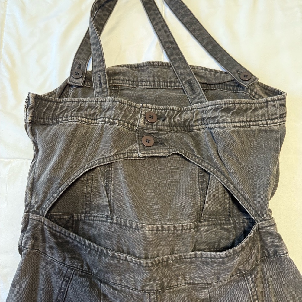 Free People Washed Charcoal Cargo Overalls - Picture 6 of 11